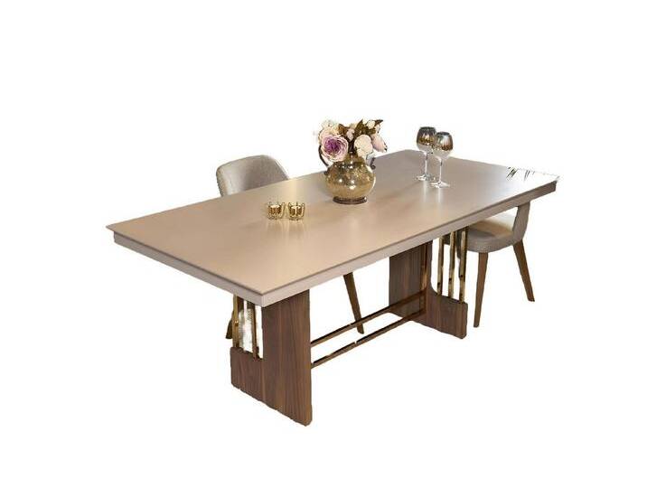 Xlmoebel Essgruppe Modernes Esszimmer-Set in Beige mit Esstisch und 4 Stühlen aus Holz, (5-tlg., 5tlg Esszimmer Set(Esstisch+4x Stuhle) von OTTO