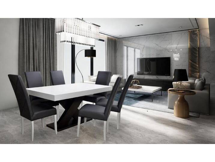 Xlmoebel Esszimmer-Set Essgruppe 7-tlg: Tisch, 6 Stühle & elegante Vitrine, (7-St., 7tlg. Esszimmer Set (Esstisch + 6x Stühle), Hergestellt in Europa von elegante