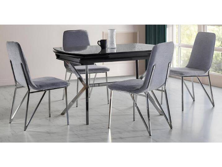 Xlmoebel Essgruppe Modernes Luxus-Esstisch-Set in Grau mit Tisch und 4 Stühlen im, (5tlg.Esszimmer Set(Esstisch+4x Stühle), Hergestellt in Europa von OTTO