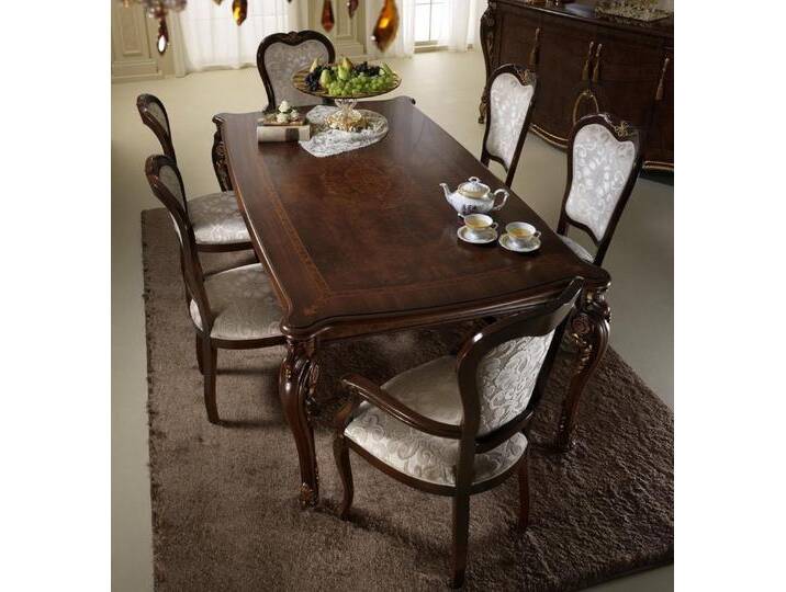 Xlmoebel Essgruppe Traditionelle 4 Sitze Gestalter-Stühle Holz Italienische Dining Möbel, (4-tlg), Hergestellt In Italy, beige von OTTO