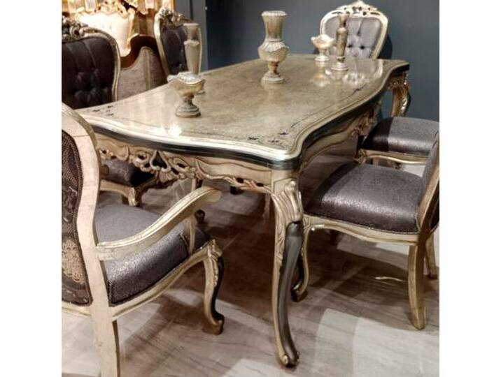 Xlmoebel Esstisch Designer Esszimmer Holz Esstisch Gold für 6 Personen (1-St., 1x nur Esstisch ohne Stühle), Hergestellt in Europa, grau von OTTO