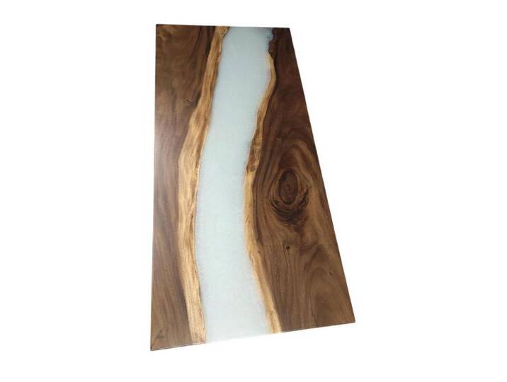 Xlmoebel Esstisch Epoxy-Harz Esstisch aus echtem Holz - Massivholz Möbel - Wasserfall (Epoxid Esstisch), Hergestellt in Europa, weiß von OTTO