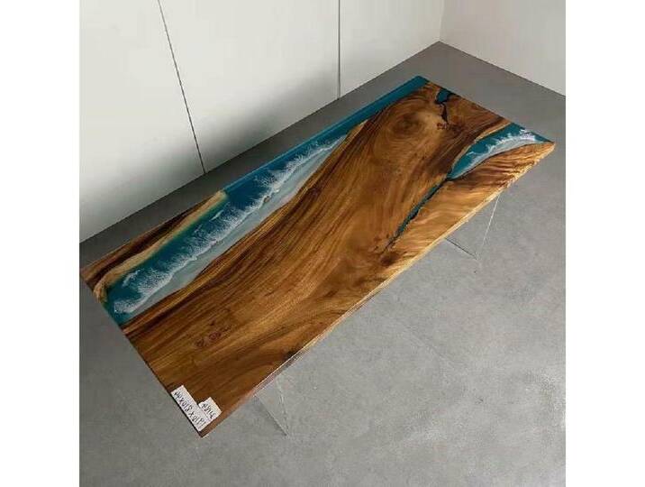 Xlmoebel Esstisch Flusstisch aus echtem Holz mit Epoxidharz, massiv und einzigartig (Epoxid Esstisch), Hergestellt in Europa, braun von OTTO