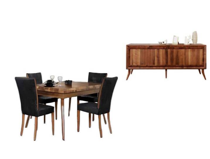 Xlmoebel Esszimmer-Set Braun Set Esstisch 6x Stühle mit Anrichte Esszimmer, (6-St., Esstisch + 4x Stühle + Anrichte), Hergestellt in Europa, braun von OTTO