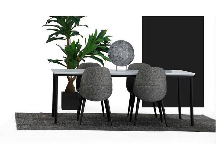 Xlmoebel Esszimmer-Set Essgruppe Esszimmer Tisch Stühle Holz Set 5-teilig Grau Design Set, (5-St., 1x Esstisch + 4x Stühle), Hergestellt in Europa von OTTO