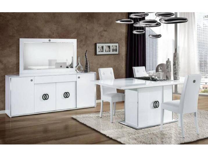 Xlmoebel Esszimmer-Set Esszimmer Esstisch 3x Stühle Kommode Spiegel Holz Modern Set 6tlg., (6-St., Esstisch + 3x Stühle + Kommode + Spiegel) von OTTO