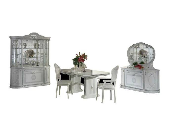 Xlmoebel Esszimmer-Set Esszimmer Komplett Set Tisch Stühle Vitrine Sideboard, (6-St., Esstisch + 4x Stühle + Vitrine + Kommode + Spiegel) von OTTO