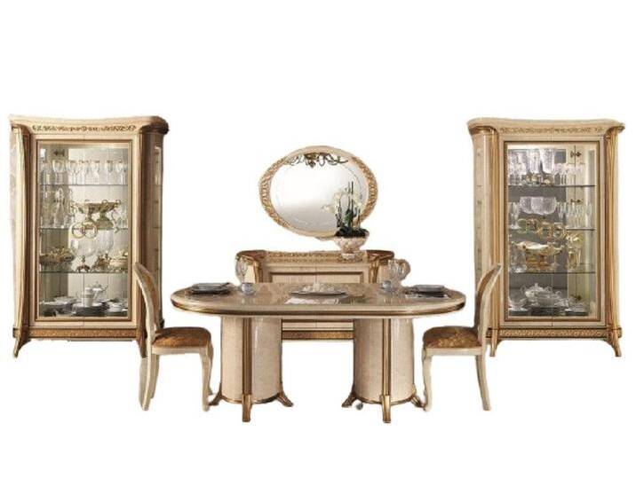 Xlmoebel Esszimmer-Set Esszimmer Tisch Einrichtung Kommode Vitrine Gruppe 5-teilig Design, (5-St., 2x Vitrinen + Kommode + Spiegel + Esstisch) von OTTO