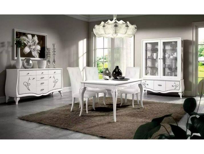 Xlmoebel Esszimmer-Set Esszimmermöbel-Set mit Esstisch 4 Stühlen Essgruppe Sideboard, (7-St., Set 7 tlg. (Esstisch + 4x Stühle + Sideboard + Vitrine) von OTTO
