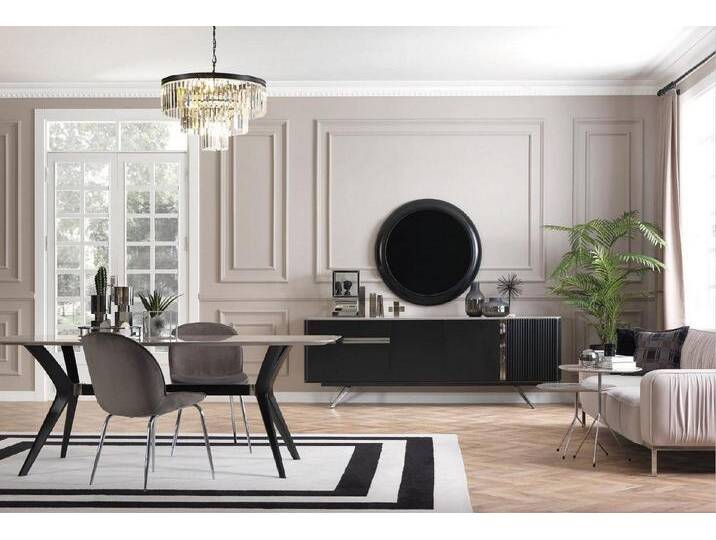 Xlmoebel Esszimmer-Set Exklusive Esszimmermöbel im Loft-Design - Essgruppe mit Tisch, Kommode, (7tlg.Esszimmer Set(Tisch + 4x Stühle + Anrichte + Spiegel) von OTTO