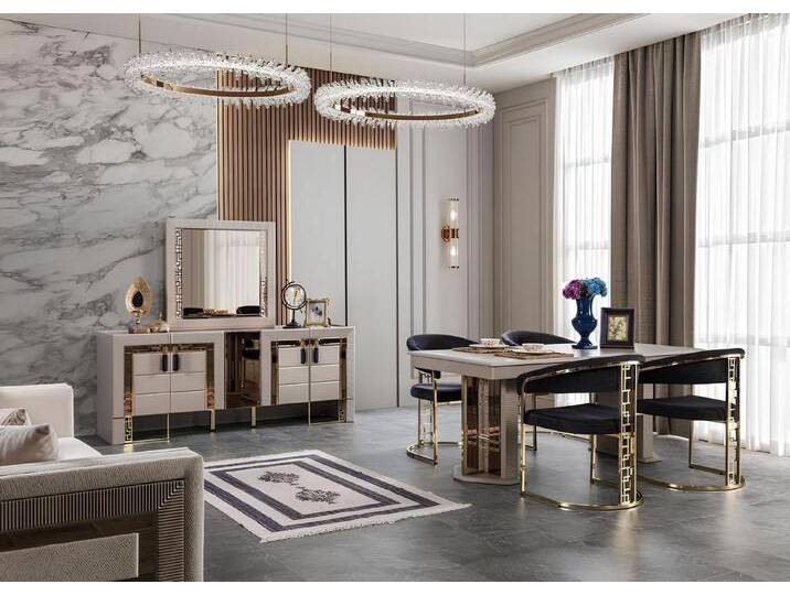 Xlmoebel Esszimmer-Set Hochwertiges Esszimmer-Ensemble mit Tisch, 4 Stühlen und modernem, (6tlg.Esszimmer Set(Esstisch + 4x Stühle + Konsole) von OTTO