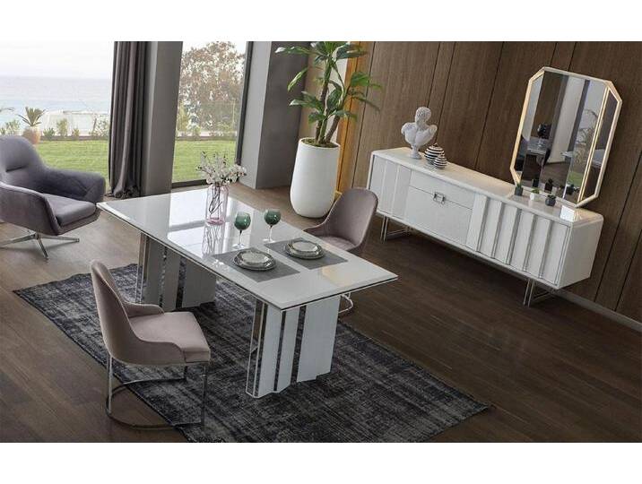 Xlmoebel Esszimmer-Set Hochwertiges Esszimmer Esstisch,6 Stühle, Sideboard mit Spiegel, (9-St., 9tlg.Esszimmer Set(Esstisch+6xStühle+Sideboard+Spiegel) von OTTO