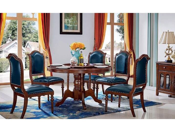 Xlmoebel Esszimmer-Set Komplett Set Esstisch 6 Stühle Esszimmer Set Ess Gruppe Holz 7tlg, (6-St., 6x Stühle, Esstisch), Hergestellt in Europa, blau von OTTO