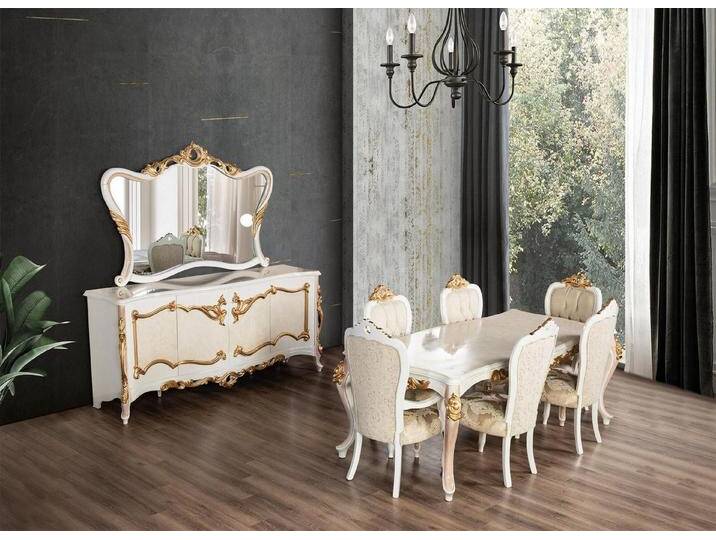 Xlmoebel Esszimmer-Set Luxus-Set mit XL-Tisch & Stühlen aus Holz im modernen Design, (7 tlg. Esszimmer Set (Esstisch + 4x Stühle + 2x Stühle mit Armlehnen) von OTTO