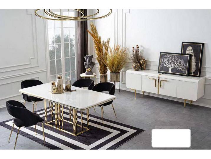 Xlmoebel Esszimmer-Set Neues Esszimmer-Set mit Esstisch, 4 Stühlen und Sideboard mit, (6tlg.Esszimmer Set (Esstisch + 4x Stühle + Sideboard) von OTTO
