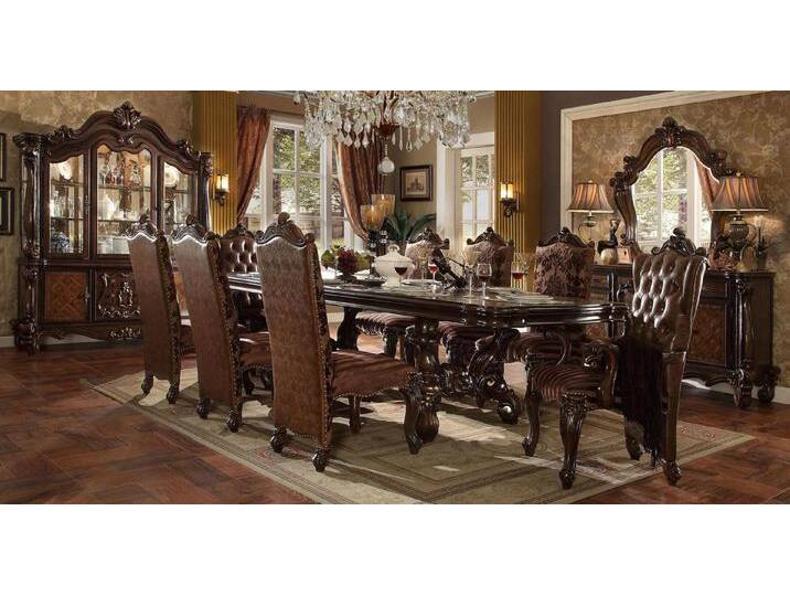 Xlmoebel Esszimmer-Set Set Garnitur Vitrine Tisch 8x Stühle Kommode Spiegel Barock 12 tlg, (12-St., Esstisch + 8x Stühle + Kommode + Spiegel + Hocker) von OTTO