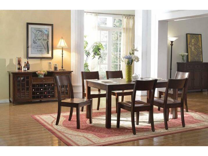 Xlmoebel Esszimmer-Set Tisch mit 6 Stühlen und Weinschrank 8-teiliges Esszimmer-Set Ensemble, (8tlg.Esszimmer Set(Esstisch + 6x Stühle + Weinschrank) von OTTO