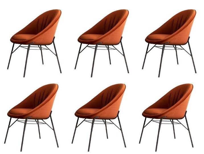 Xlmoebel Polsterstuhl Esszimmerstuhl-Set Küchenstuhl Lehnsessel Stühle 6-teilig Textil (6x Stühle, 6 St), Hergestellt in Europa, orange von OTTO