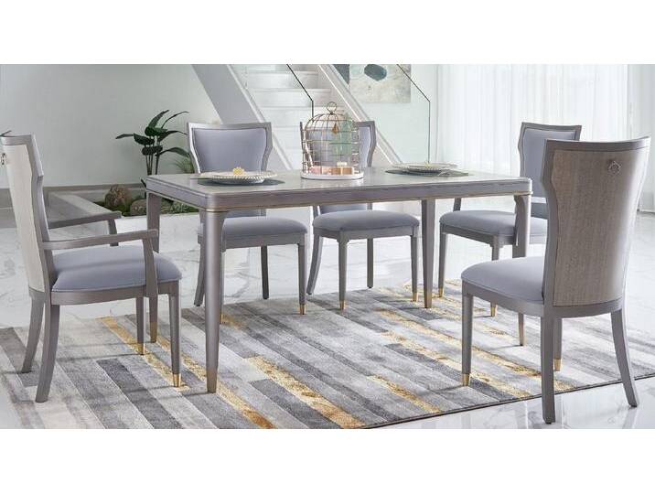 Xlmoebel Sitzgruppe Neu Set von 6 Holz-Esszimmerstühlen mit Polsterung und Armlehnen, (6-tlg), Hergestellt in Europa, grau von OTTO