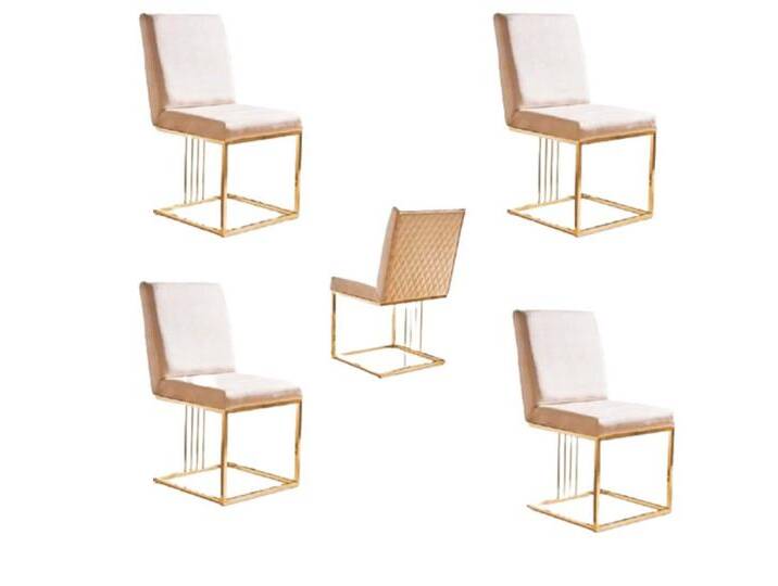Xlmoebel Polsterstuhl Neues Esszimmer Stuhl Set mit 4x Sesseln aus Textilstoff, Hergestellt in Europa, goldfarben Xlmoebel Polsterstuhl Neues Esszimmer Stuhl Set mit 4x Sesseln aus Textilstoff, Hergestellt in Europa, goldfarben von OTTO