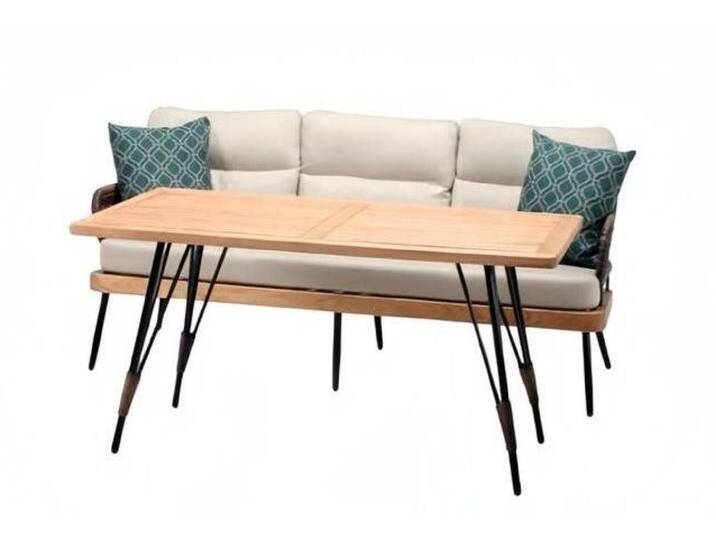 Xlmoebel Gartenlounge-Set Sofa Set 3-Sitzer Couchtisch Sofas Rattan Luxus Modern 2-teilig, (2tlg Set(Sofa 3 Sitzer+Couchtisch), Hergestellt in Europa von OTTO