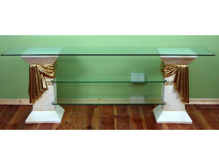 Xlmoebel Glastisch Antik TV-Schrank für jedes Wohnzimmer – Stilvolle Wohnzimmer Möbel (Regal mit Schärpe Material: Acryl/Stuck 57 cm Höhe) von OTTO