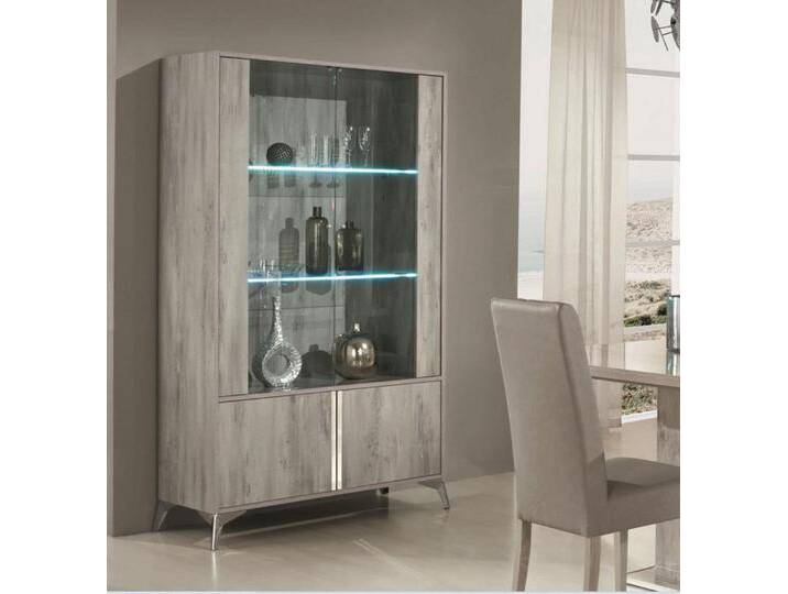 Xlmoebel Glasvitrine Zeitgemäßer Schrank mit Licht - Edle Vitrine für das Wohnzimmer (1-St., Vitrine) Hergestellt in Europa, grau von OTTO