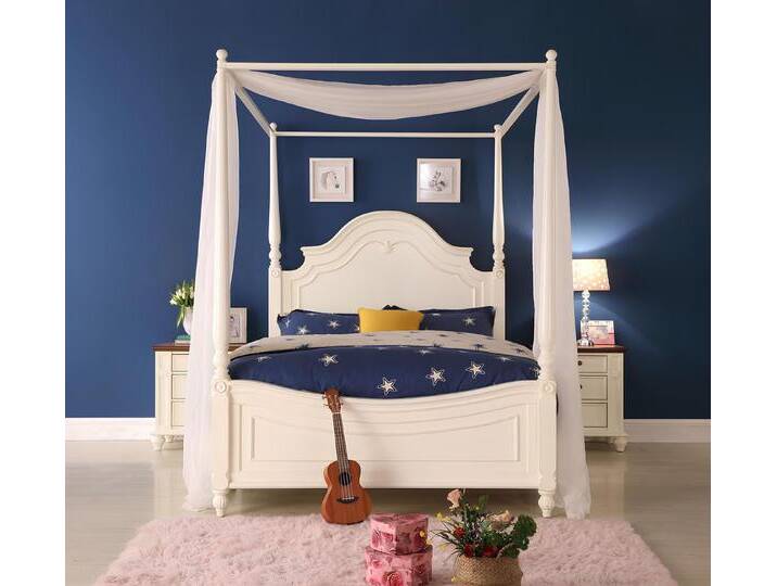 Xlmoebel Himmelbett Elegantes Echtholz-Bett mit hochwertigem Design (Himmelbett), Hergestellt in Europa, weiß von OTTO