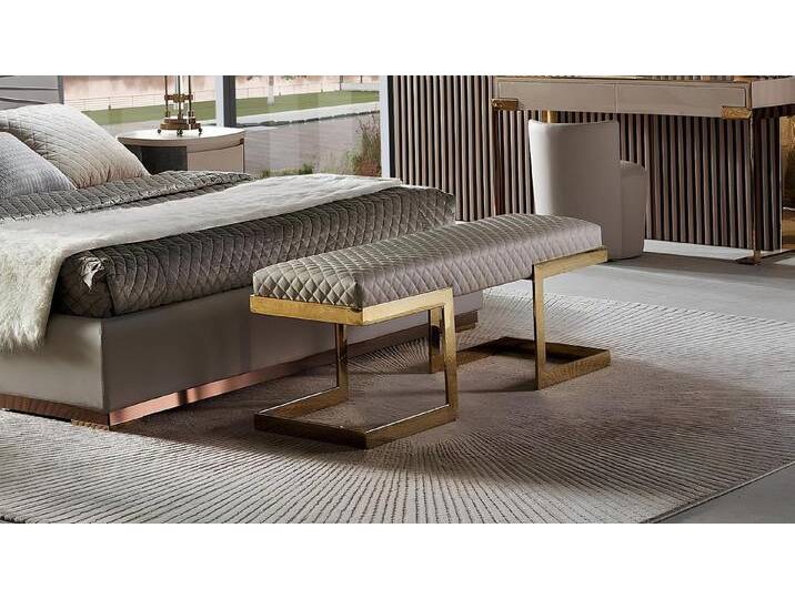 Xlmoebel Hocker Neuer Designer Hocker aus Textil-Stoff und Holz für Sitzbank-Polster (Hocker), Hergestellt in Europa, grau von OTTO