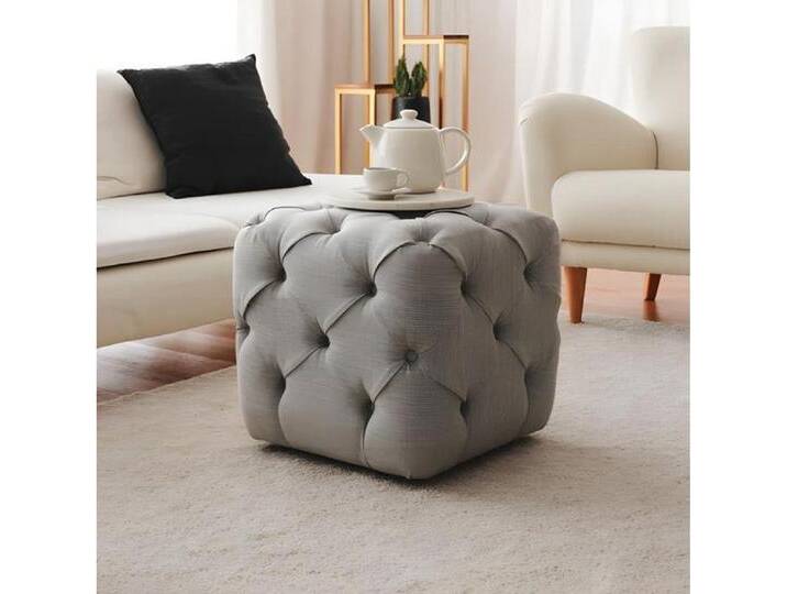 Xlmoebel Hocker Sitzhocker in Grau aus Stoff mit Würfelform und Fußablage (Hocker), Hergestellt in Europa, grau von OTTO