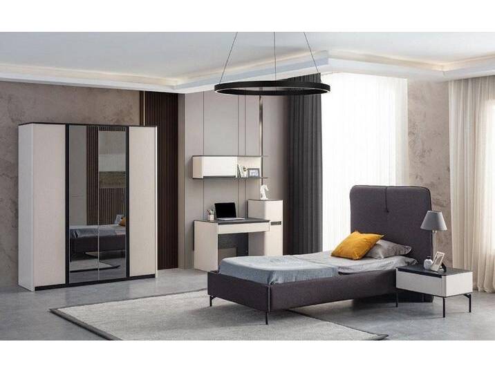 Xlmoebel Jugendzimmer-Set Designer Kinderbet aus Holz in Grau mit luxuriöser Nachttisch-Garnitur, (Bett + Nachttisch), Hergestellt in Europa, grau von OTTO