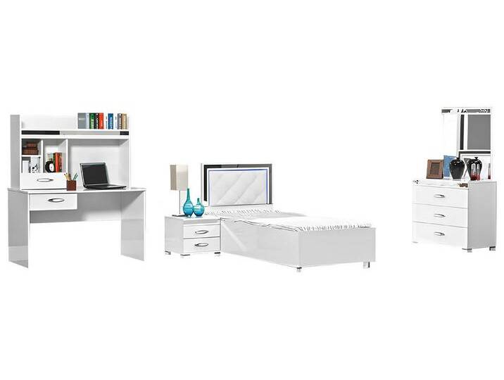Xlmoebel Jugendzimmer-Set Kindermöbel-Set in Weiß mit Einzelbett und Nachttischen 4-teilig, (Kinderzimmer 4tlg (Bett + Nachttisch + Schreibtisch + Kommode) von OTTO
