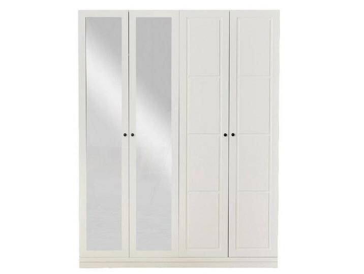 Xlmoebel Kleiderschrank Weißer Stoffschrank mit Glasfront für Schlafzimmer aus Holz (1-St., Kleiderschrank) Hergestellt in Europa, weiß von OTTO
