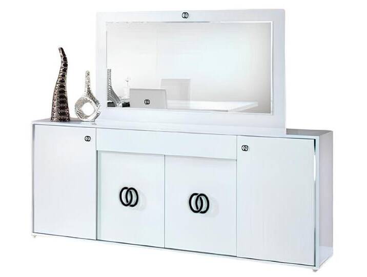 Xlmoebel Kombikommode Set Kommode Spiegel Designer Schrank Holz Hochglanz XXL Luxus (2 St., Kommode + Spiegel), Hergestellt in Europa, weiß von OTTO