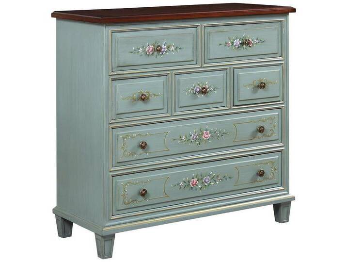 Xlmoebel Kommode 108cm Massivholz Sideboard Schrank Anrichte Möbel Kommoden (Kommode), Hergestellt in Europa, blau von OTTO