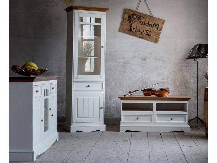 Xlmoebel Wohnzimmer-Set Landhaus Designer Möbel 3-teiliges Set mit Wohnwand Vitrine, Kommode, (3tlg. Wohnzimmer Set (RTV + Vitrine + Kommode) von OTTO