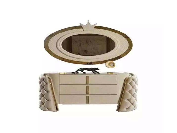 Xlmoebel Kommode Luxuriöser Schminktisch mit Spiegel, moderne Schlafzimmer Konsole (2 St., Kommode/Spiegel), Hergestellt in Europa, beige von OTTO