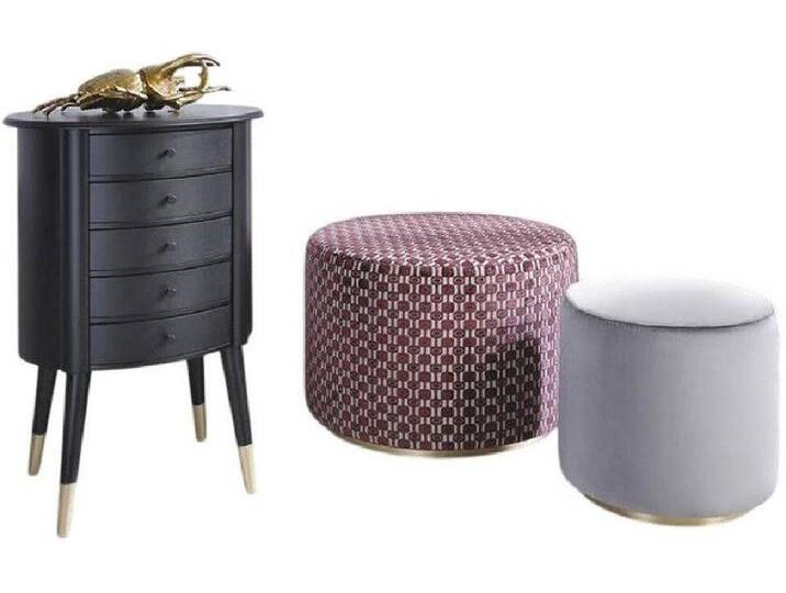Xlmoebel Kommode Möbelset mit Kommode, Hocker, Nachttisch, Sitzhocker, Kaffeetisch (3 St., Set Kommode + 2xHocker), Hergestellt in Europa, schwarz von OTTO
