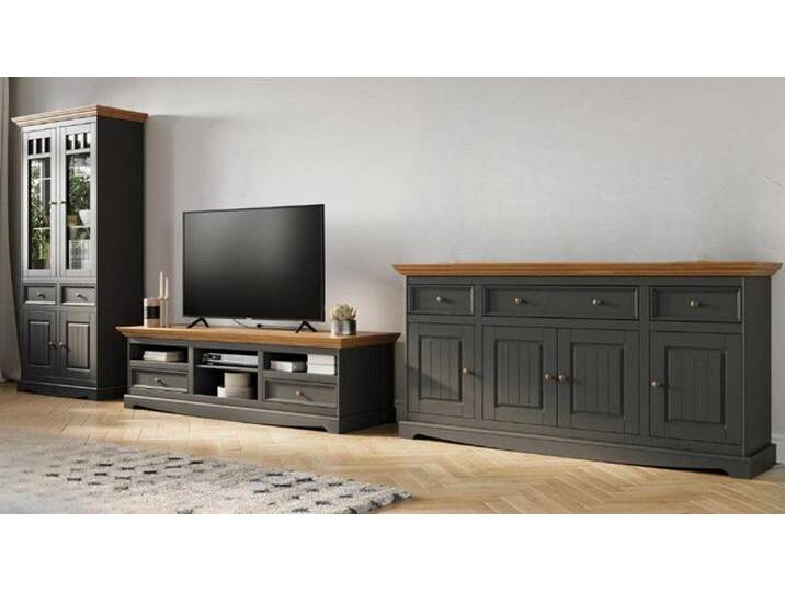 Xlmoebel Wohnzimmer-Set Neues 3-teiliges Set italienischer Landhausmöbel: Holz-Wohnwand, (3tlg. Wohnzimmer Set (RTV + Vitrine + Kommode) von OTTO