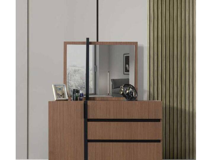 Xlmoebel Kommode Zeitgemäße Braun Schlafzimmer Kommode mit 3 Schubladen und 1 Tür (2tlg.Schlafzimmer Set (Kommode+Spiegel), Hergestellt in Europa von OTTO