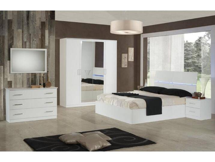 Xlmoebel Komplettschlafzimmer Design Schlafzimmer 6 tlg. Set Bett Nachttisch Kommode Spiegel, (6-tlg., Bett + 2x Nachttische + Kommode + Spiegel + Kleiderschrank) von OTTO