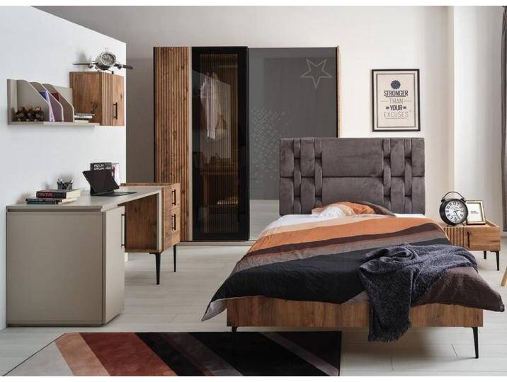 Xlmoebel Komplettschlafzimmer Luxuriöses Schlafzimmer-Set 7-teilig mit Bett, Nachttisch, (7-tlg., Schlafzimmer-Set), Hergestellt in Europa, braun von OTTO