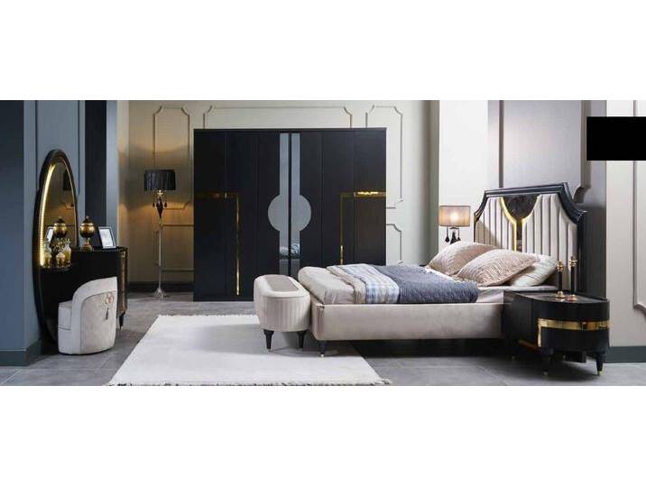 Xlmoebel Komplettschlafzimmer Schlafzimmer Bett Nachttisch Kleiderschrank Kommode Spiegel Hocker Set, (7-tlg., Kommode, Kleiderschrank, Hocker, 2х Nachttische, Bett) von OTTO