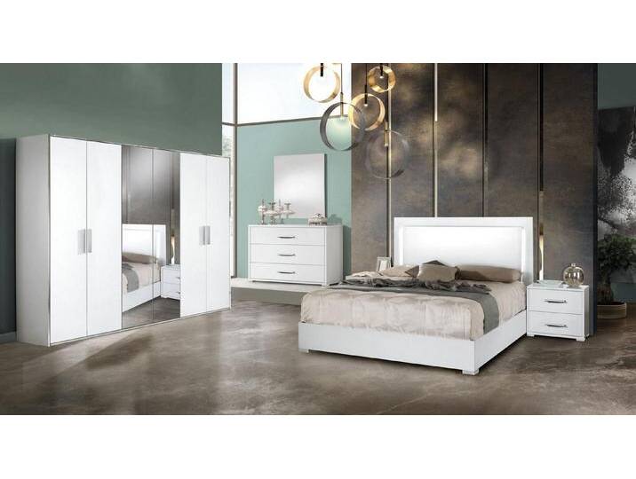 Xlmoebel Komplettschlafzimmer Schlafzimmer Set 6tlg Bett Nachttische Kleiderschrank Kommode Spiegel, (6-tlg., Bett + 2x Nachttische + Kleiderschrank + Kommode + Spiegel) von OTTO