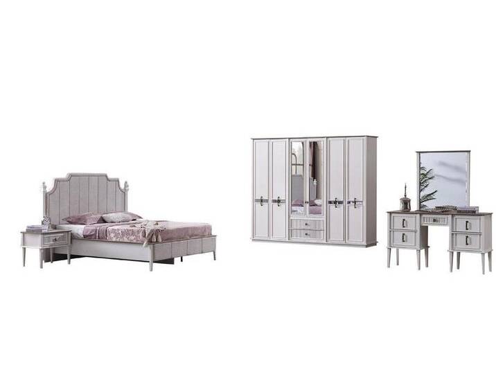 Xlmoebel Komplettschlafzimmer Schlafzimmermöbel-Set mit Schminktisch, Bett, Spiegel und, (Bett + 2x Nachttische + Kleiderschrank + Schminktisch mit Spiegel) von OTTO