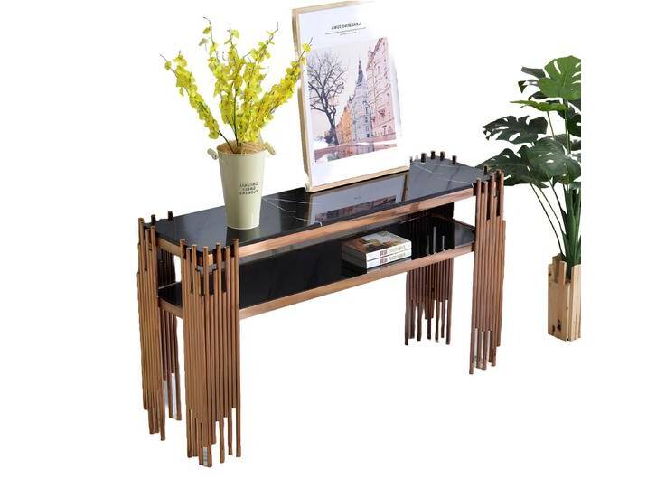 Xlmoebel Konsolentisch Neuer Luxus-Konsolentisch aus Holz in Designer-Gold-Schwarz-Stil (1-St., Konsolentisch), Hergestellt in Europa, goldfarben von OTTO