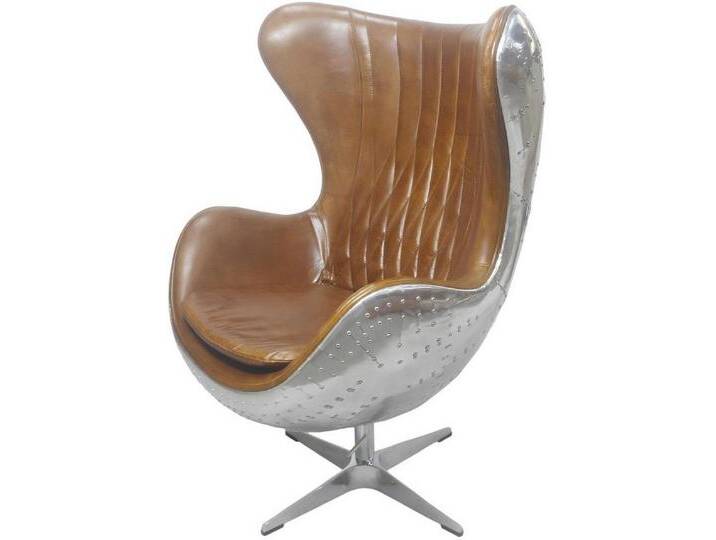 Xlmoebel Loungesessel Klassischer Sessel aus Aluminium mit Echtleder und Wippfunktion (1-St., Sessel), Hergestellt in Europa, braun von OTTO