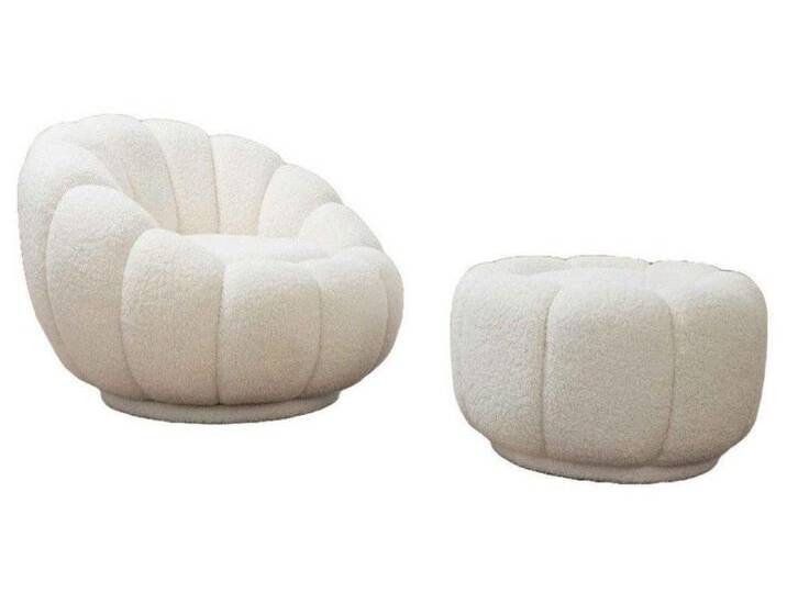 Xlmoebel Loungesessel Möbelset für das Wohnzimmer mit rundem Fernsehsessel und Hocker (1-St., Sessel + Hocker), Hergestellt in Europa, weiß, Weiß von OTTO