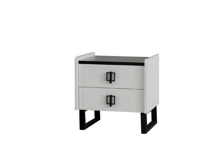 Xlmoebel Nachttisch Eleganter Weißer Nachtschrank Designer Holzkommode Exklusive (1-St., Nachtisch), Hergestellt in Europa, schwarz weiß von OTTO