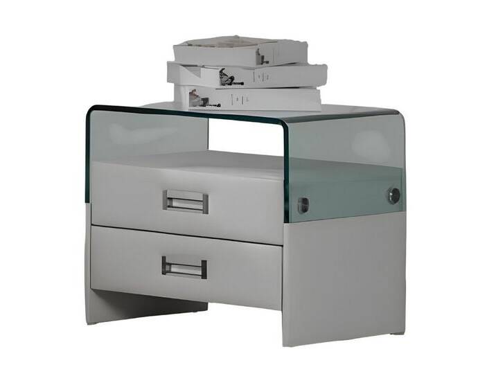 Xlmoebel Nachttisch Glas Nachttisch aus Metall für das Schlafzimmer im Design-Stil (1-St., Nachttische), Hergestellt in Europa, weiß von OTTO